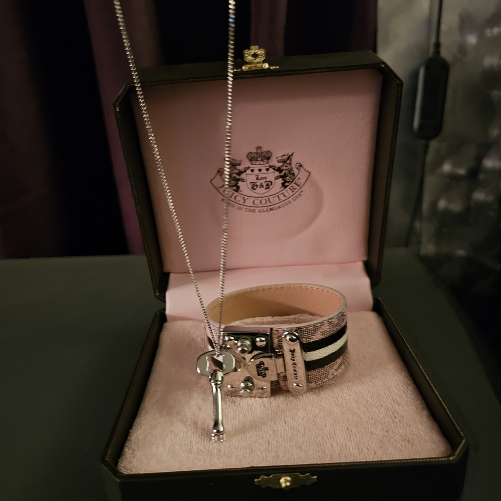 Juicy Couture Pink Bracelet and Silver Key Necklace